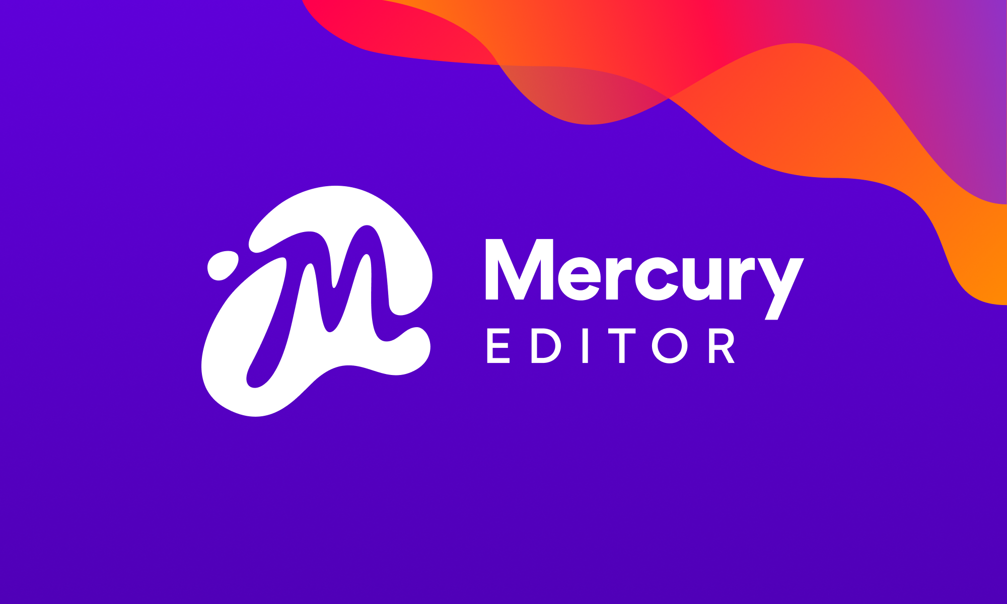 Mercury Editor white logo on purple background